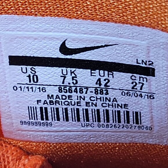 Nike Hyperdunk 2016 TB Men's Orange White Basketball Shoes 856487-883 US Size 10 - Picture 10 of 10